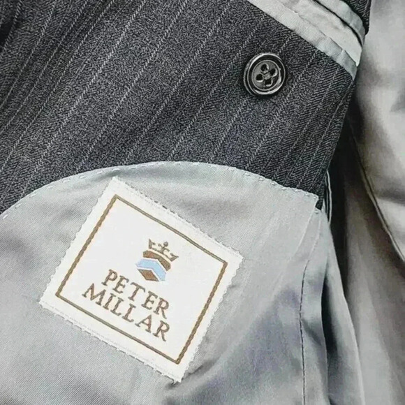 Peter Millar 100% Wool Men's Blazer Size 42T Gray Striped - Picture 4 of 8